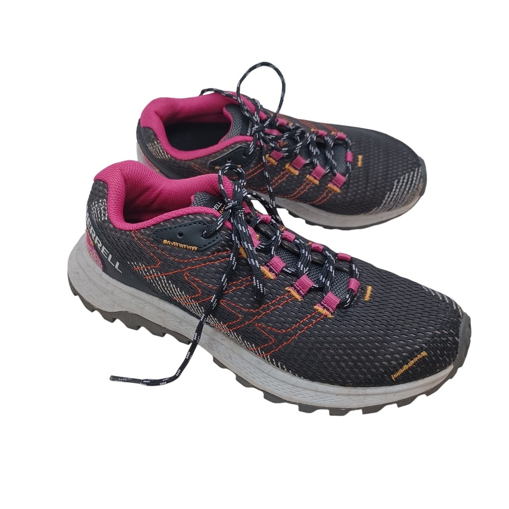 Merrell Fly Strike Womens Trail Running Shoes Black Pink Orange J067444 Size 7.5
